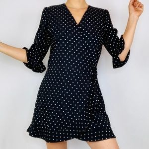 LOFT Black with White Polka Dots Wrap Skor…